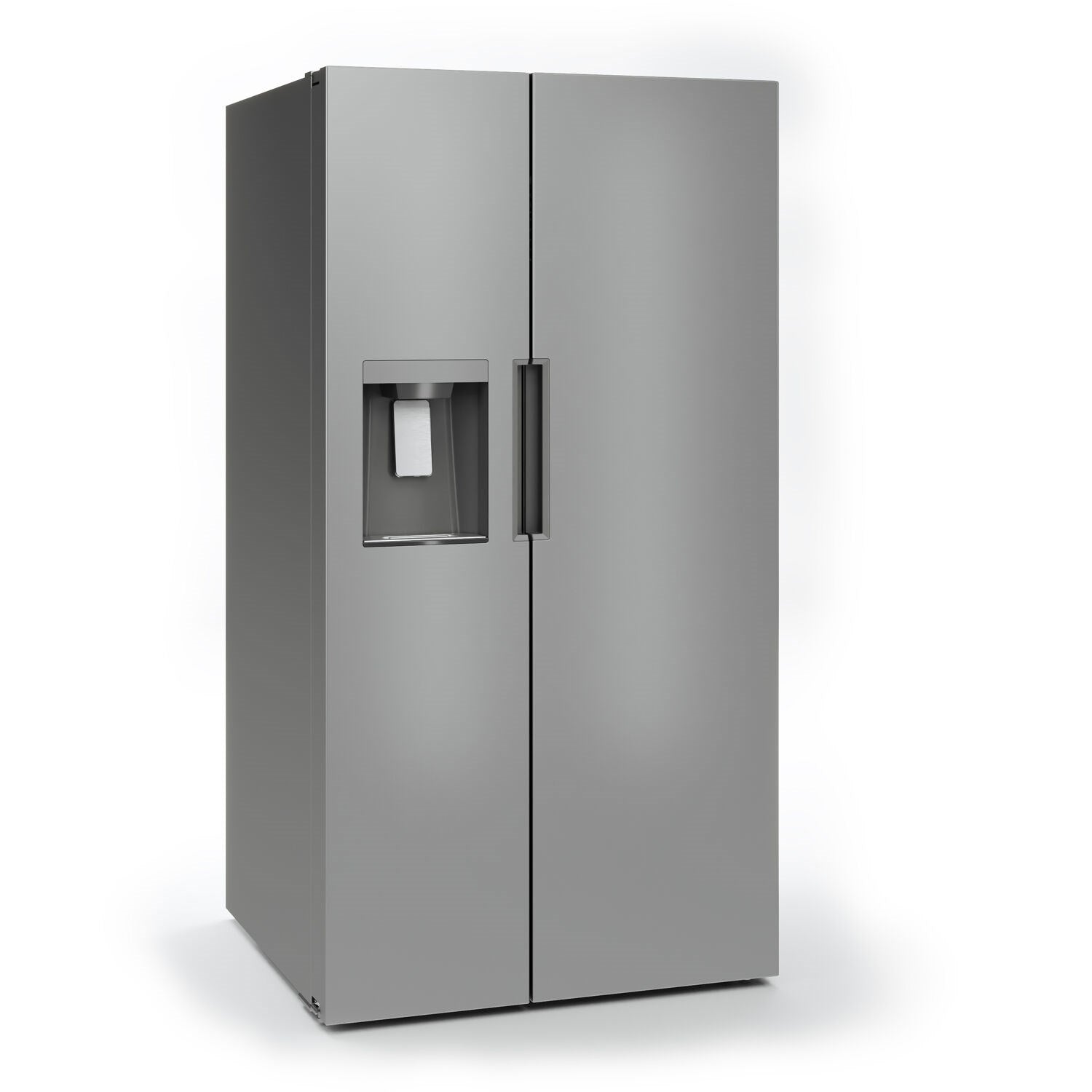 Stainless steel side-by-side refrigerator with built-in water dispenser and two doors