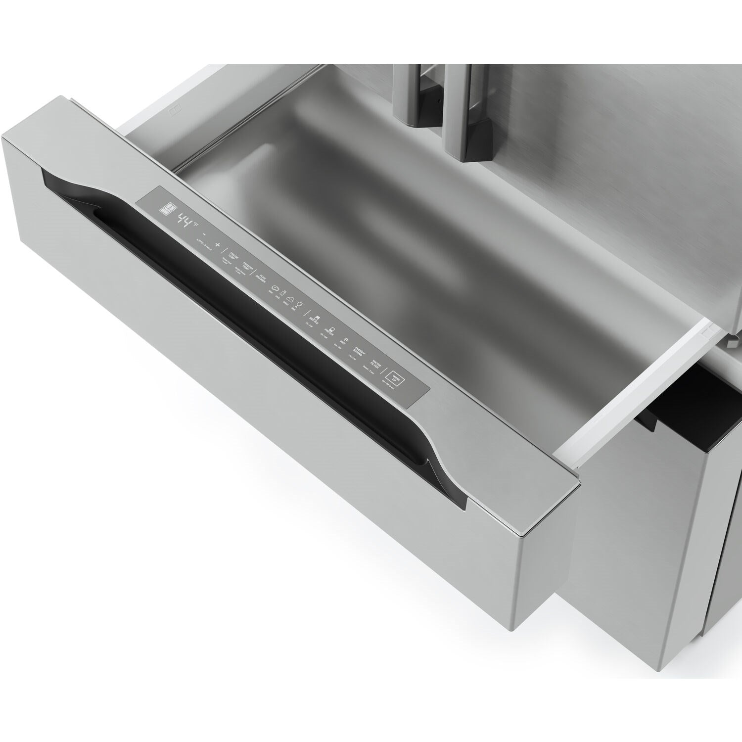 Stainless steel refrigerator water dispenser with control panel on door