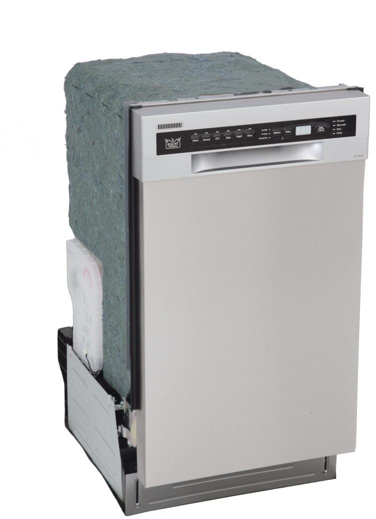 Built-in dishwasher front with control panel and side insulation blanket