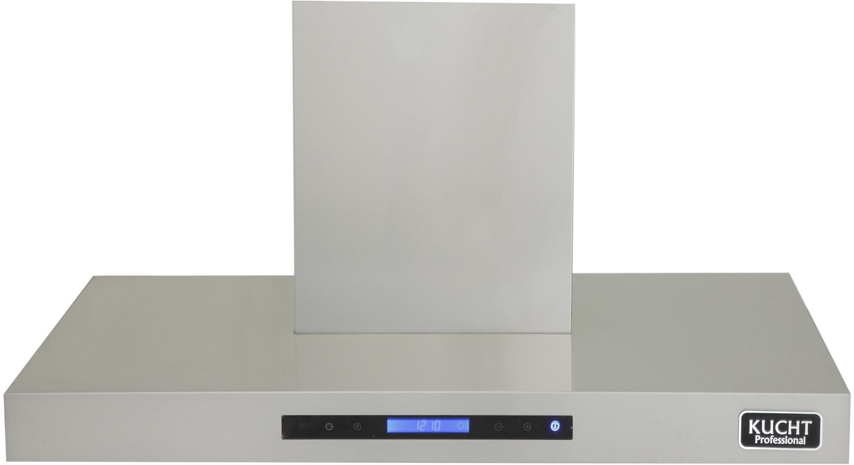 Wall mounted stainless steel range hood with tall chimney and front LED display