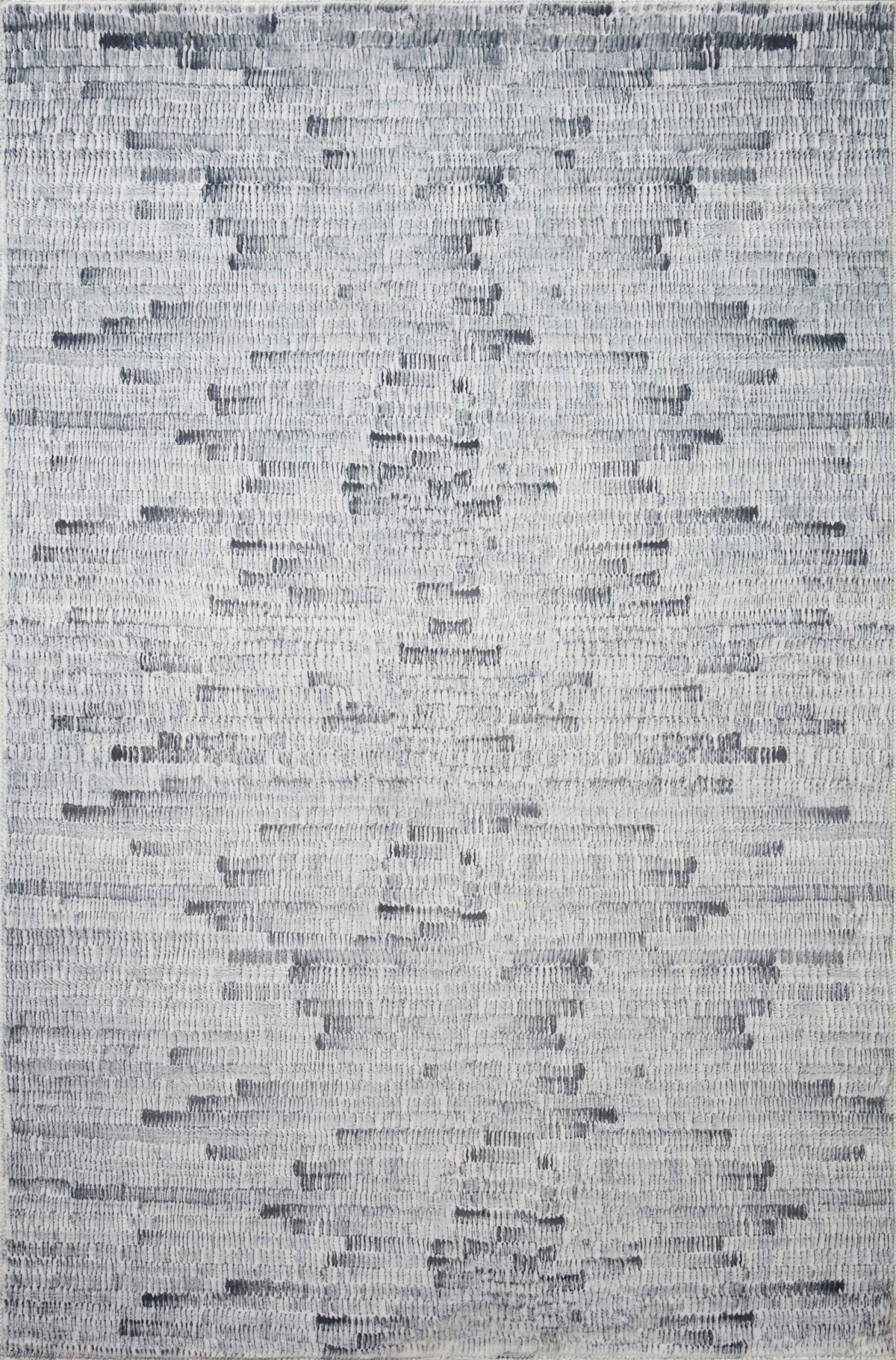Silver and white power-loomed rug with speckled abstract texture