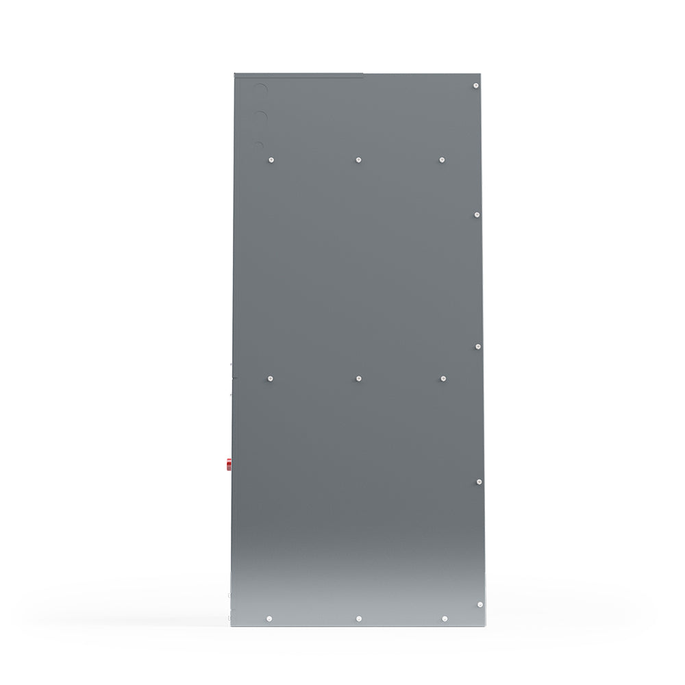 Gray HVAC air handler back panel with evenly spaced mounting holes