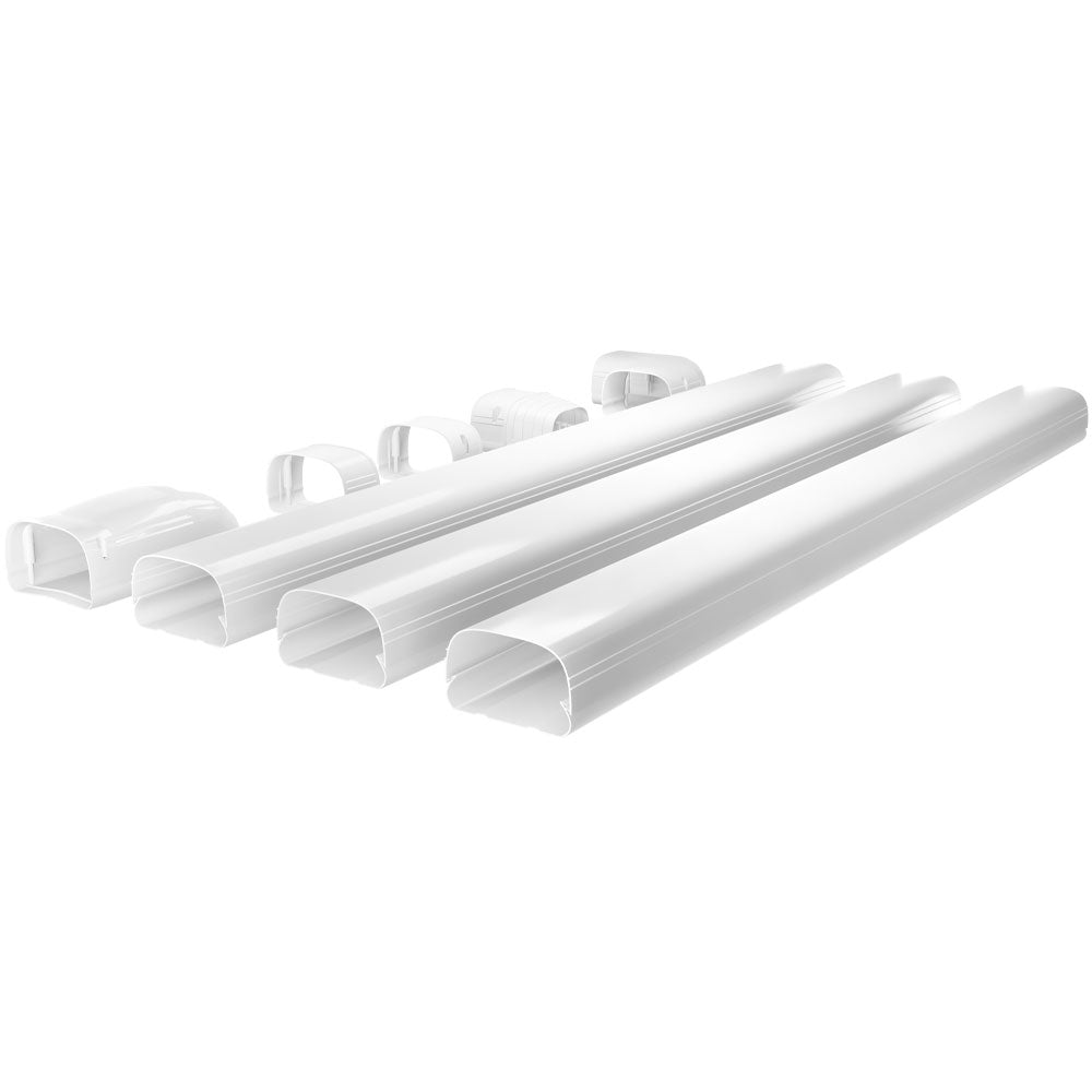 MRCOOL LineGuard white line set cover kit pieces: multiple straight covers and connectors