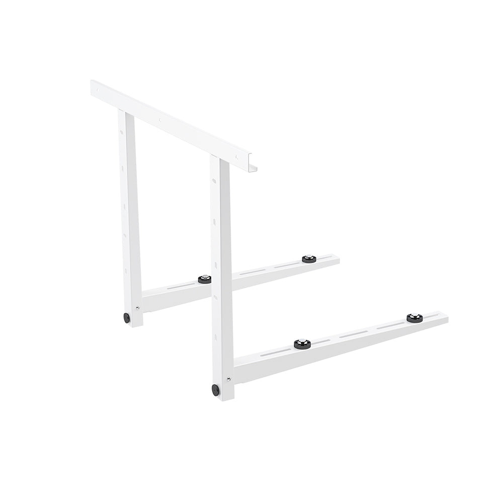 White metal condenser wall mount bracket with vertical rails and two horizontal mounting bars