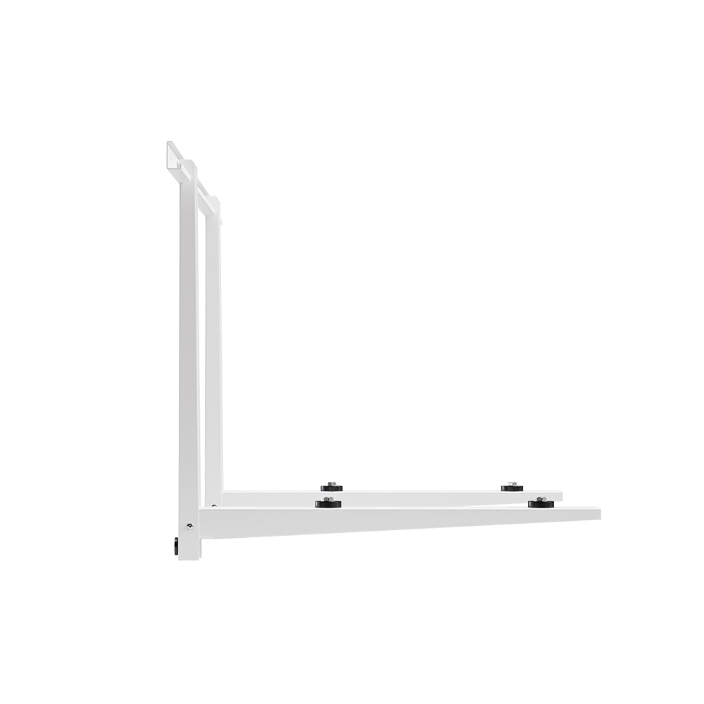 White L-shaped condenser wall mounting bracket with side bracket plates