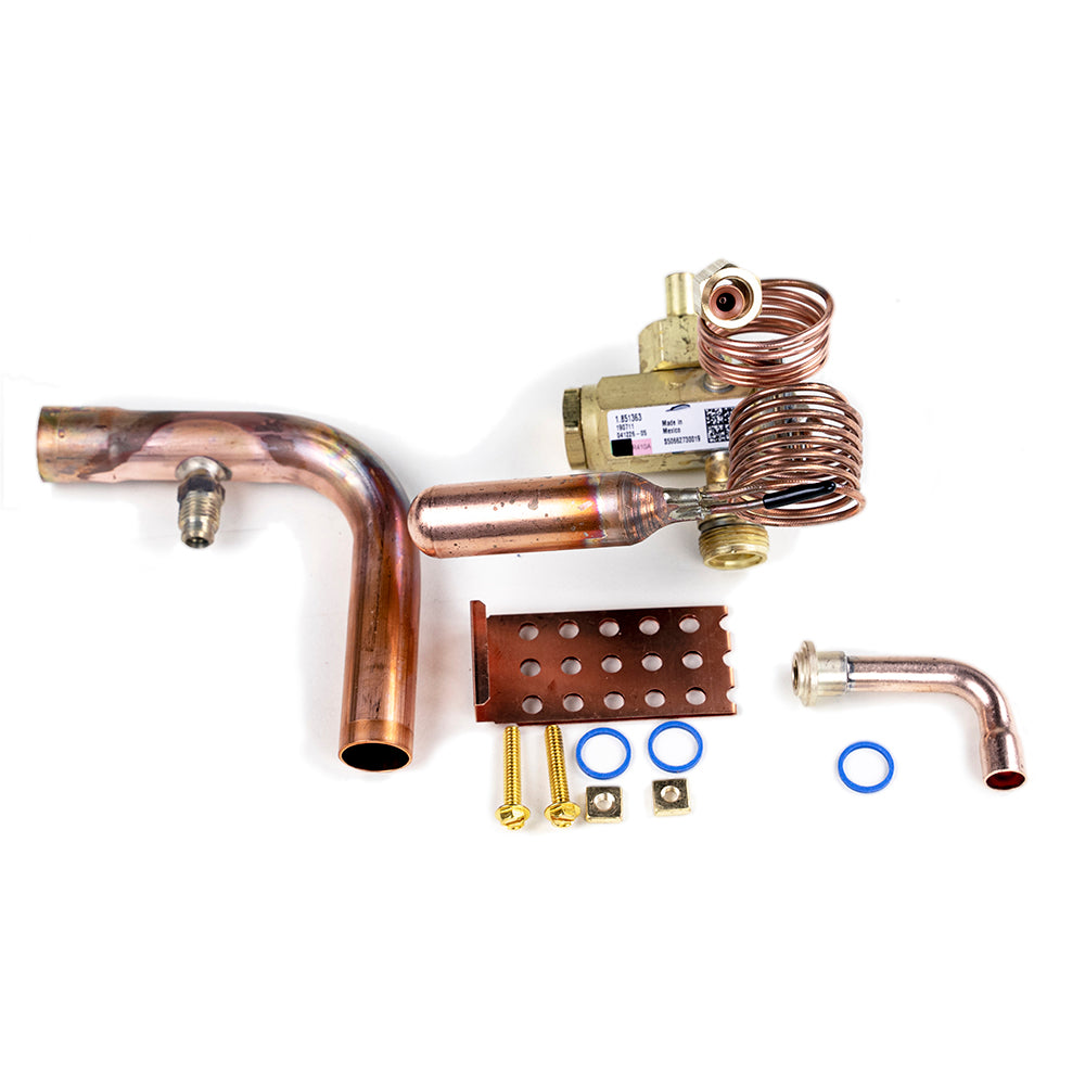 MRCOOL thermal expansion valve kit with copper tubing, brass body, coils and fittings