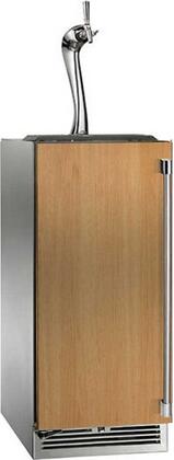 Beer dispenser cabinet with chrome tap, wood front panel-ready, metal sides