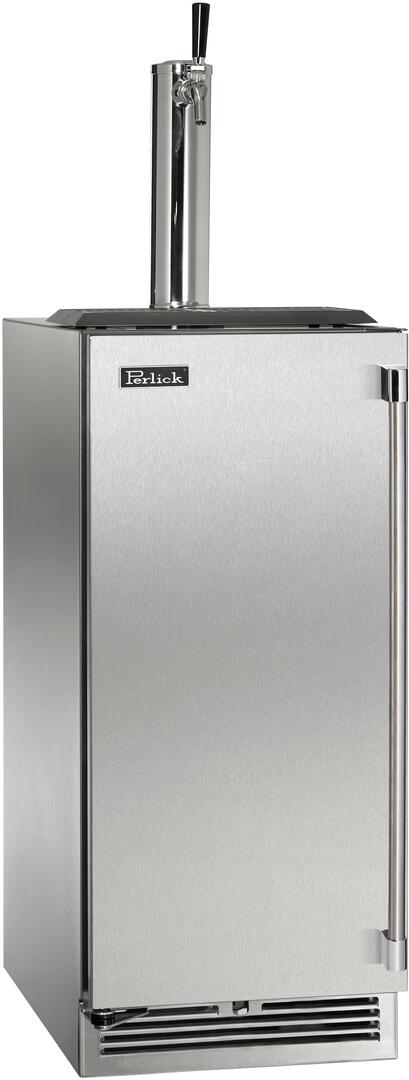 Perlick 15-inch stainless beer dispenser with draft arm tower and front door