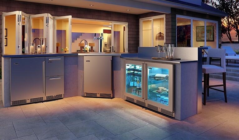 Stainless steel built-in upright compact freezer door with handle and bottom vent