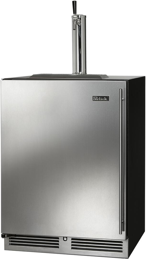 Perlick stainless steel beer dispenser with tap tower and front vent grilles