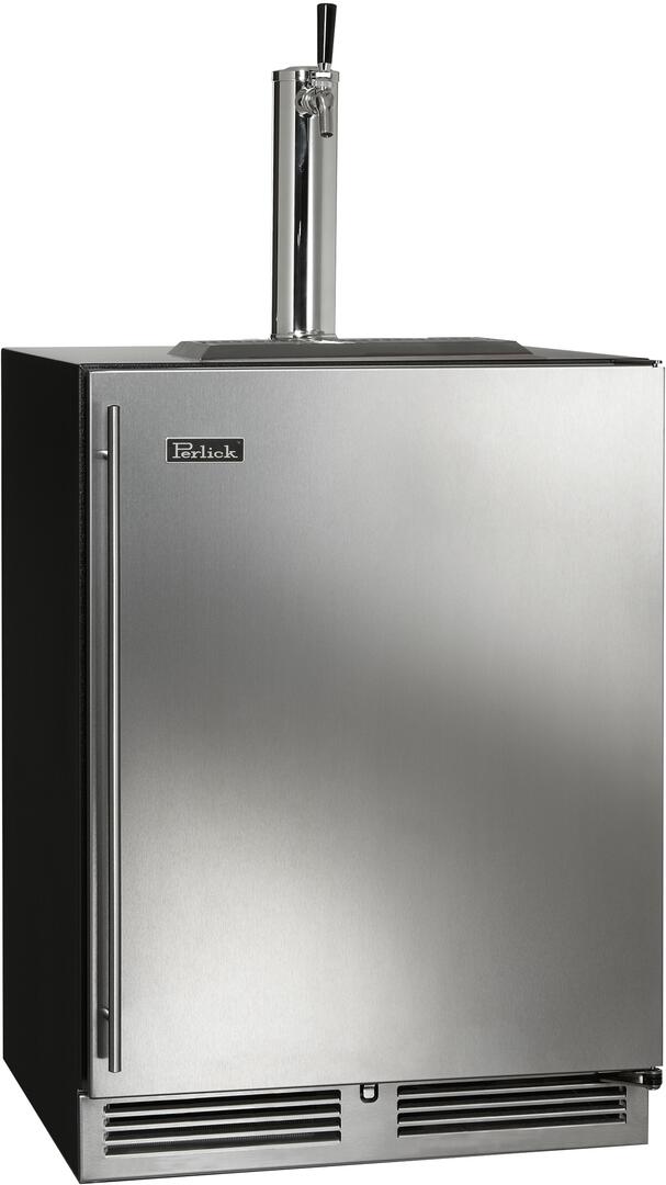 Perlick stainless steel beer dispenser with tall tap and side handle door