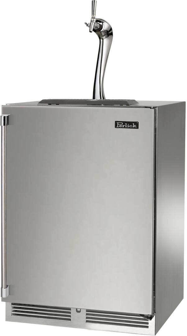 Stainless steel beer dispenser with chrome faucet and side access door
