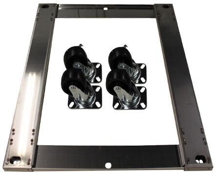 Perlick caster base frame with four swivel casters, black plates and caster wheels