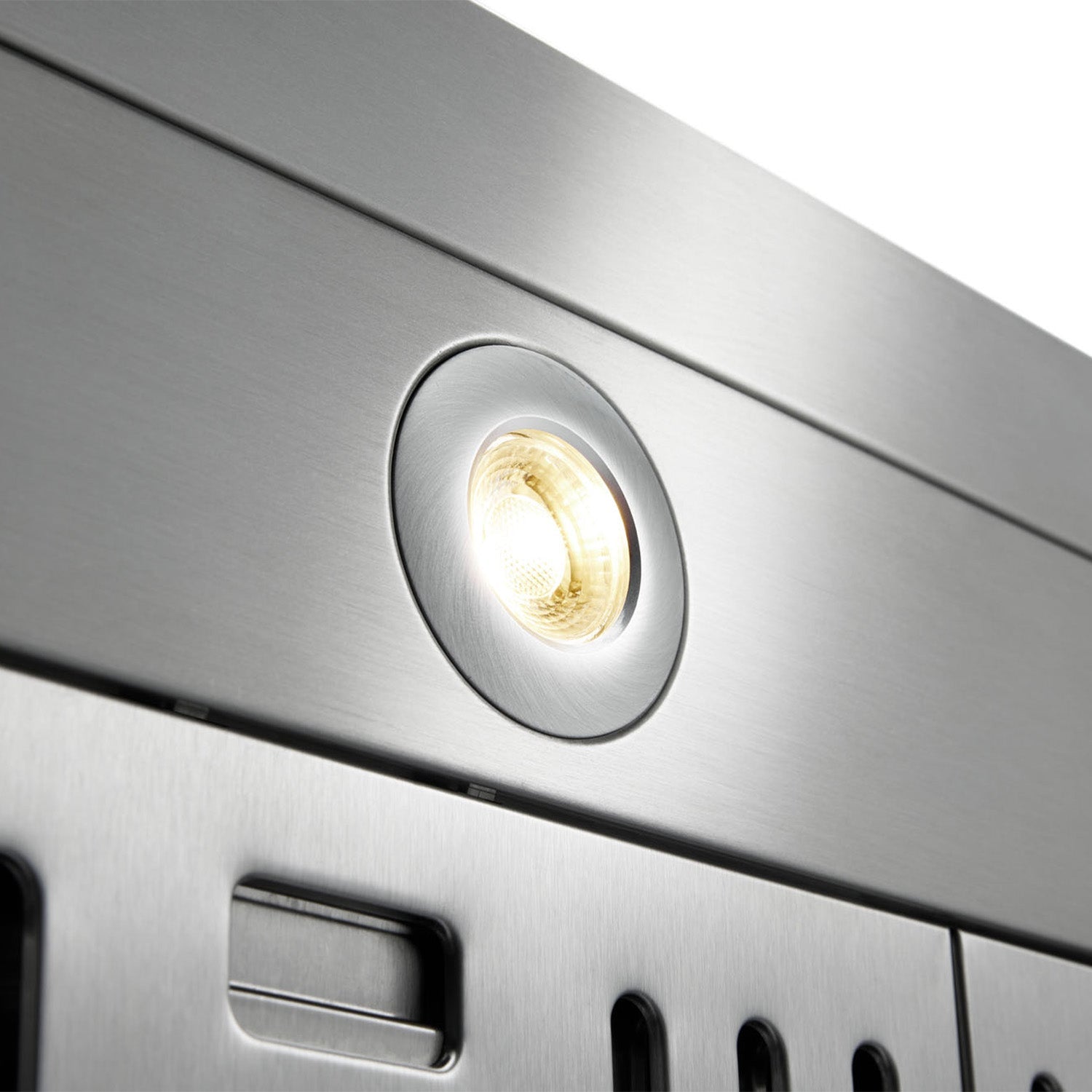 Stainless steel range hood halogen light in round recessed bezel