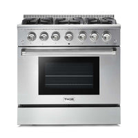 Thor Kitchen 36" 5.2 cu. ft. Professional Gas Range in Stainless Steel (HRG3618U) Ranges Thor Kitchen
