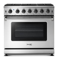 Thor Kitchen 36" 6.0 Cu. Ft Single Oven Professional Gas Range in Stainless Steel (LRG3601U) Ranges Thor Kitchen