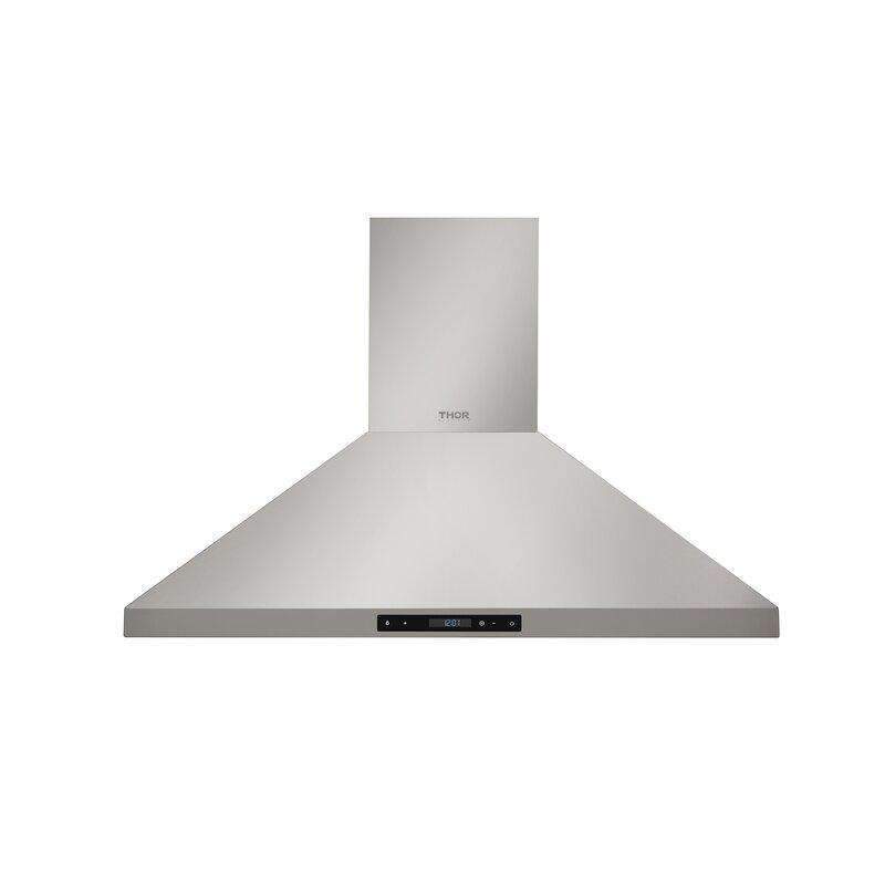 Stainless steel kitchen range hood with center control strip