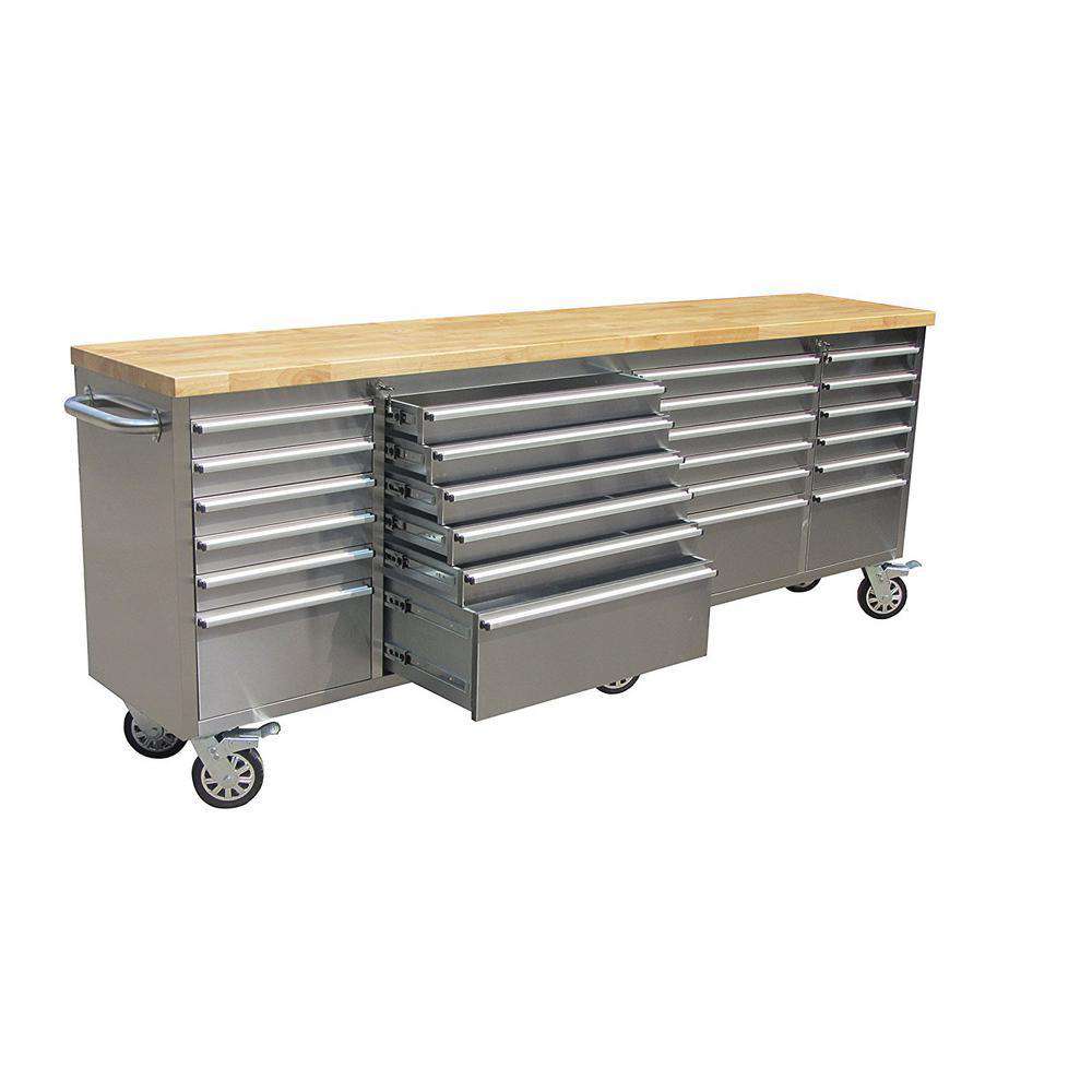 96 in. 24-Drawer Mobile Workbench in Stainless Steel 96 in. 24-Drawer Mobile Workbench in Stainless Steel