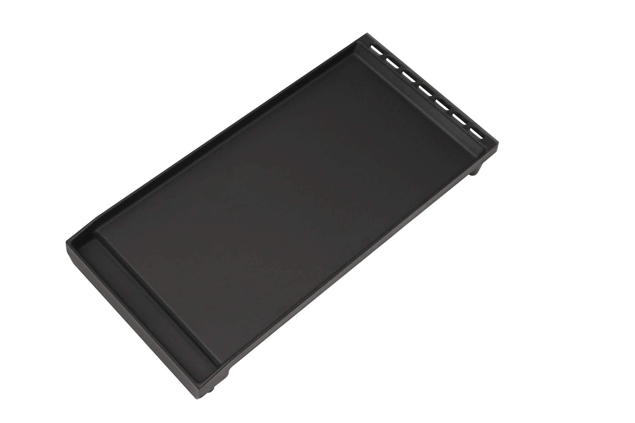 Cast iron double-burner griddle plate, rectangular black finish