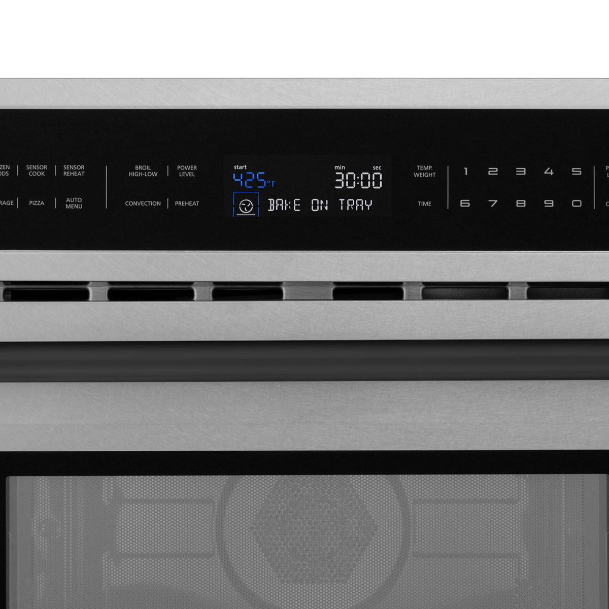 ZLINE convection microwave control panel with digital display and buttons
