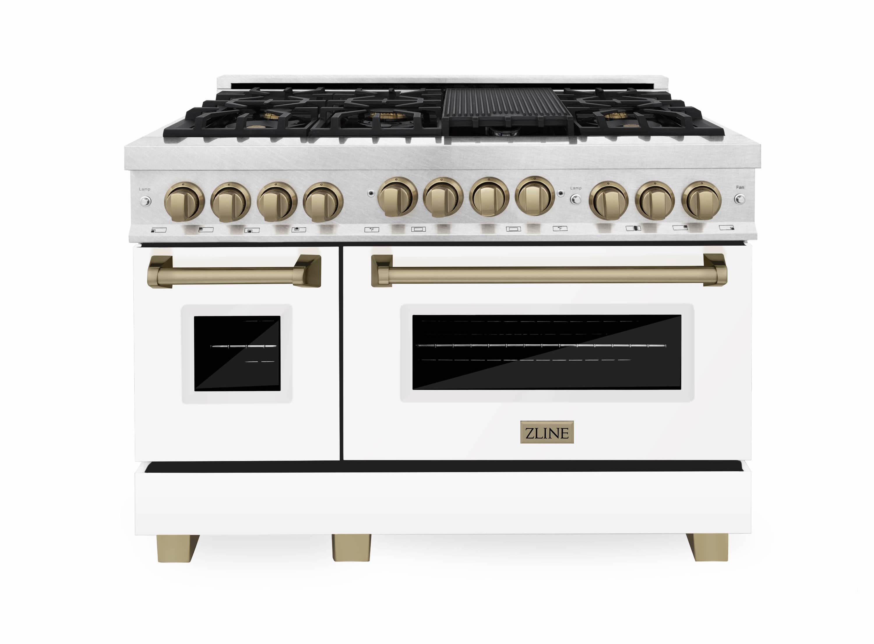 ZLINE KITCHEN & BATH Professional Autograph Edition 48-in 7 Burners 4.2-cu  ft / 1.8-cu ft Convection Oven Freestanding Double Oven Dual Fuel Range in  the Double Oven Dual Fuel Ranges department at