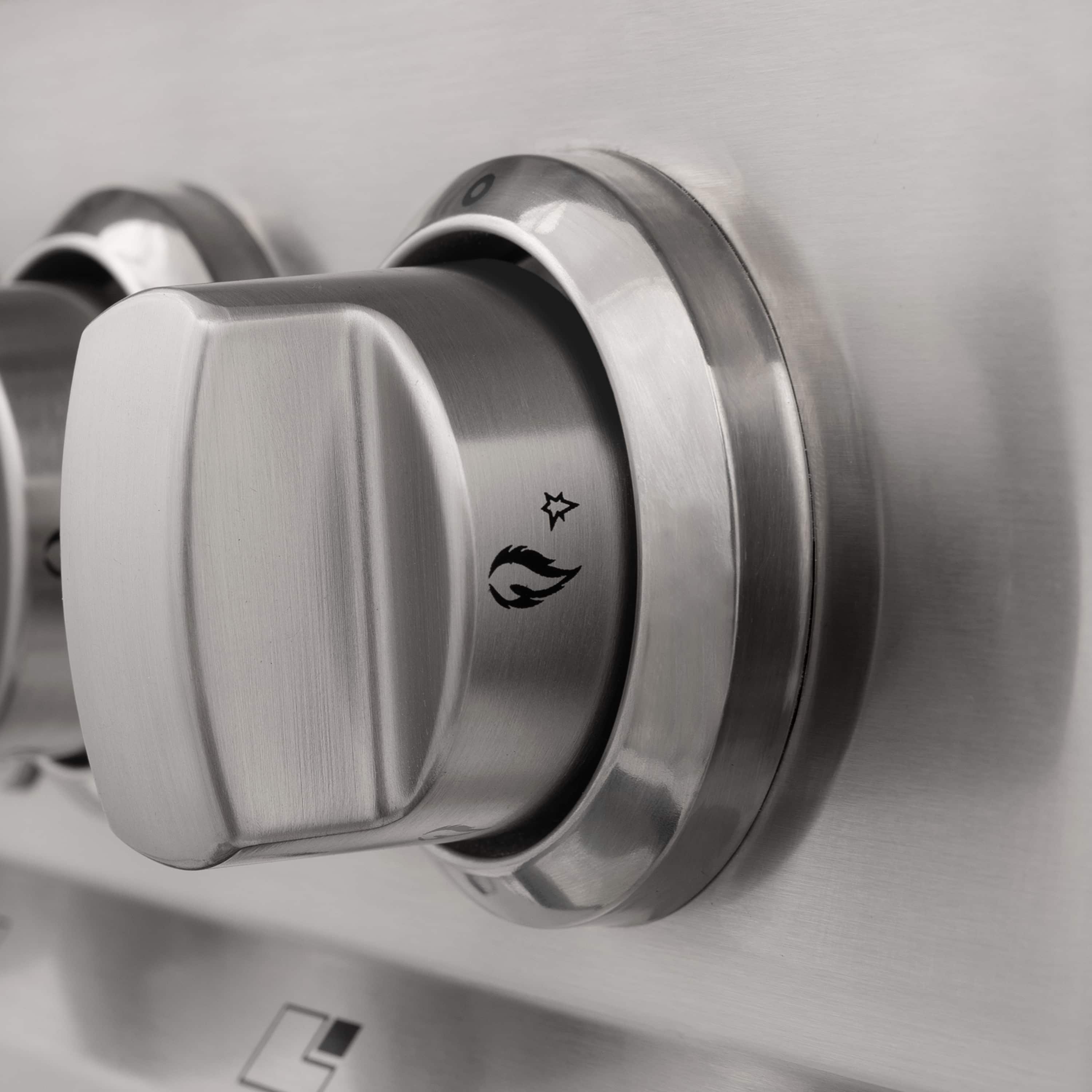 Stainless steel oven control knob with glossy trim