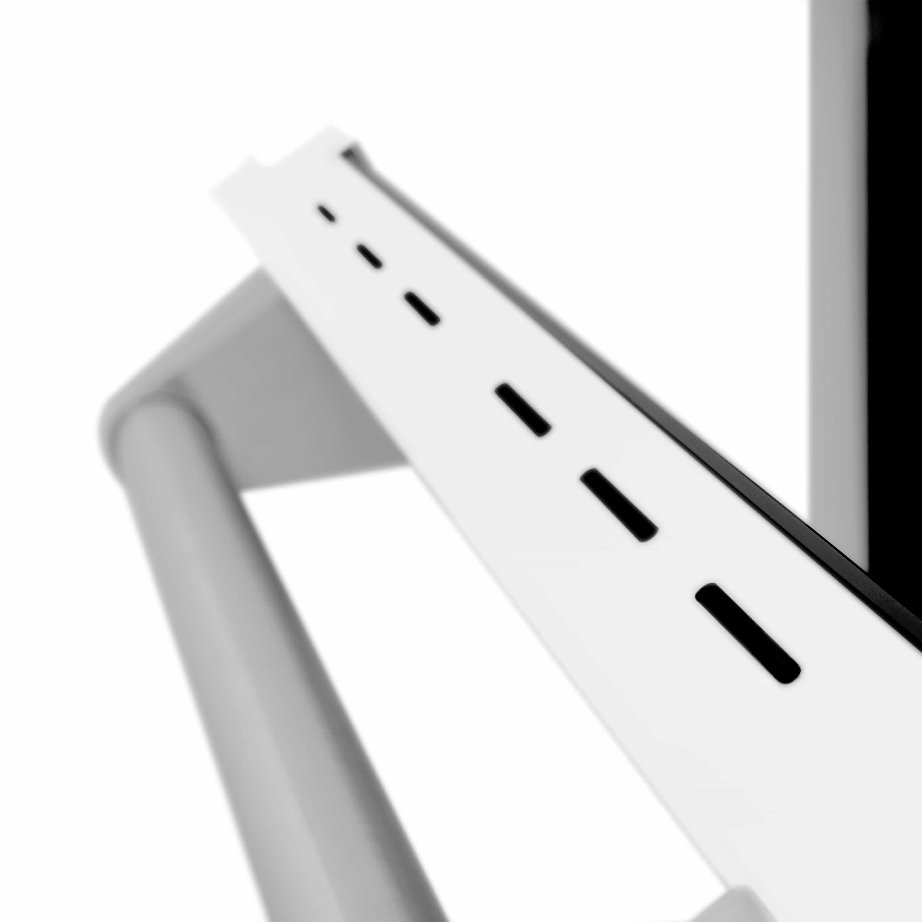 Range white vent/trim panel with angled edge and long slot openings