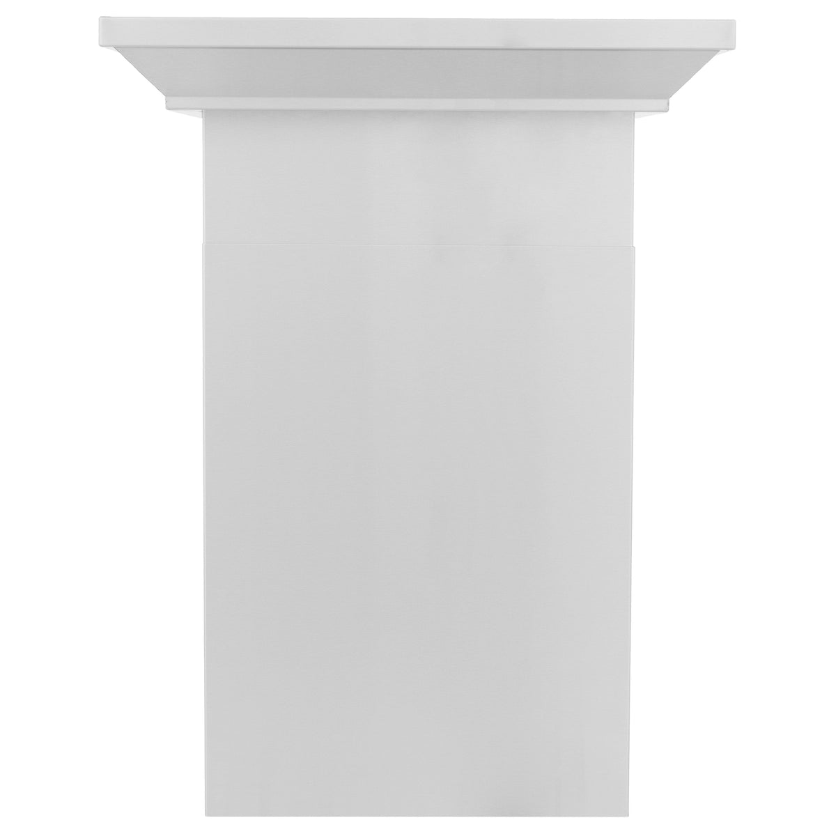 White wall-mount crown molding profile with flat top and chimney-style body