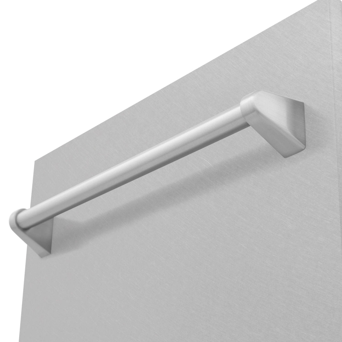 Satin stainless steel dishwasher handle with rounded ends