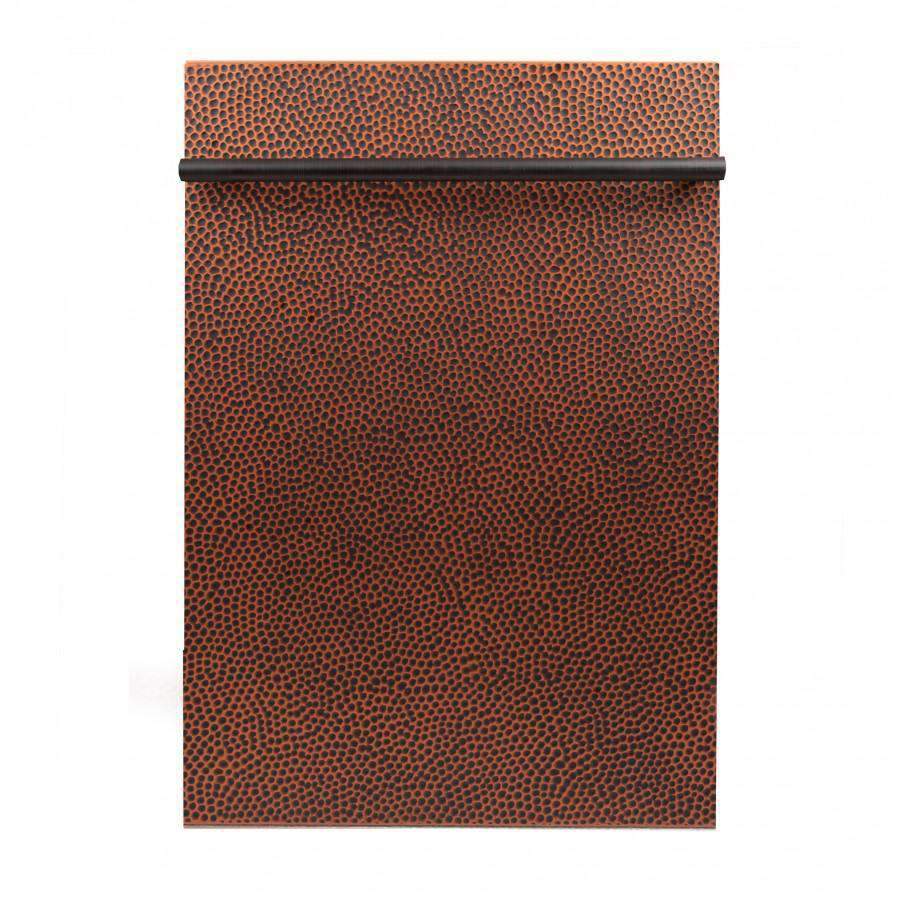 Hand-hammered copper dishwasher front panel with textured dotted finish
