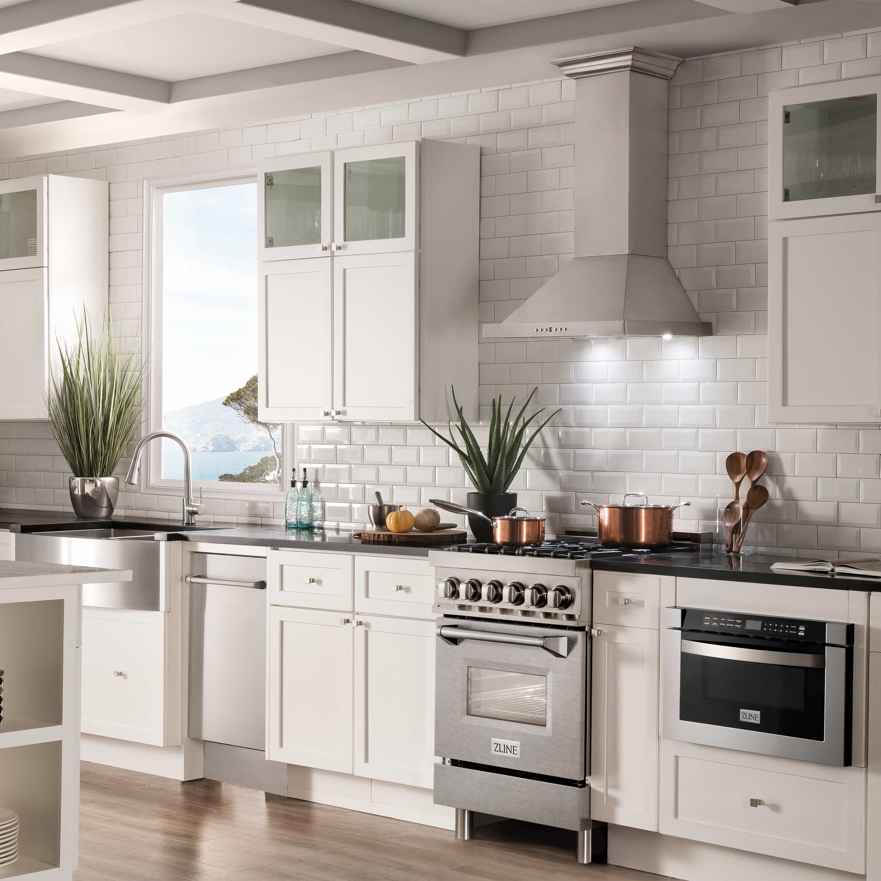 Stainless dual fuel range with gas cooktop and oven, front view