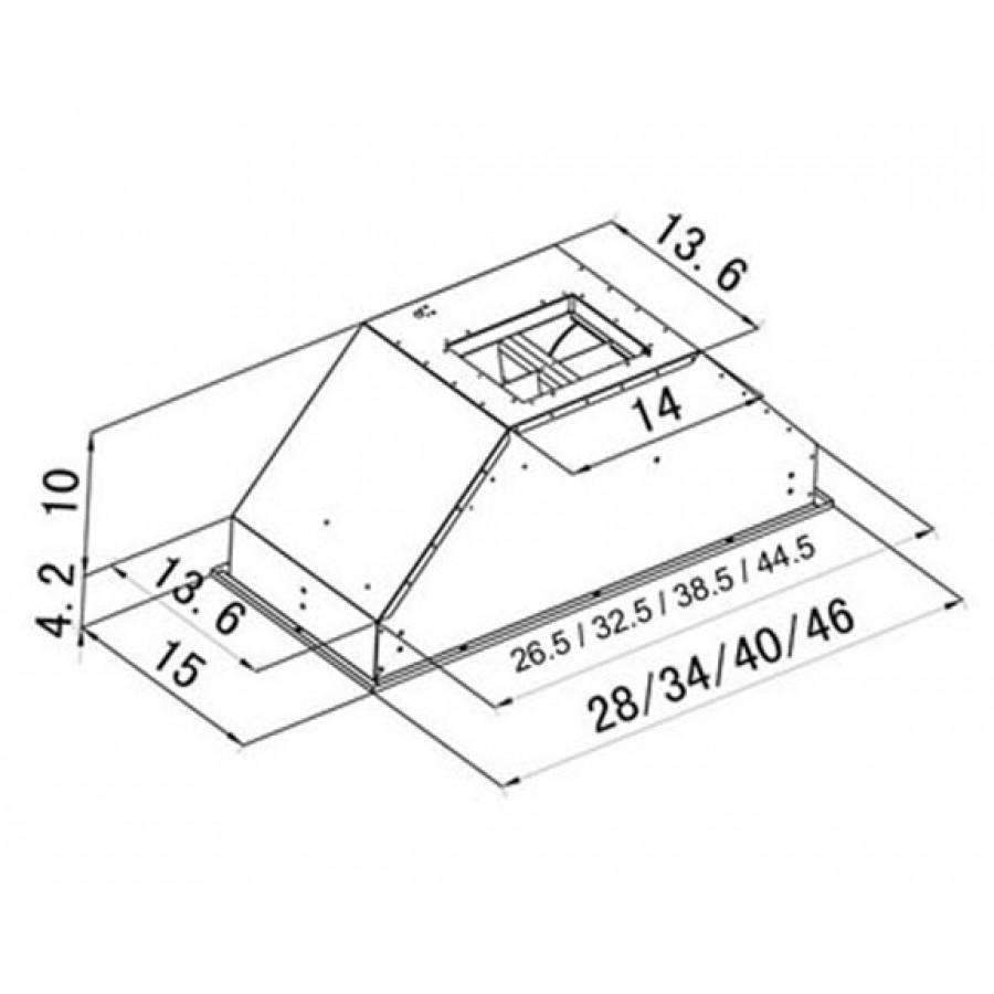 Ducted range hood insert with baffle and ducting, stainless steel construction