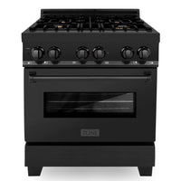 ZLINE 30" Black Stainless 4.0 Cu.ft. 4 Gas Burner/Electric Oven Range With Brass Burners (RAB-BR-30) Ranges ZLINE