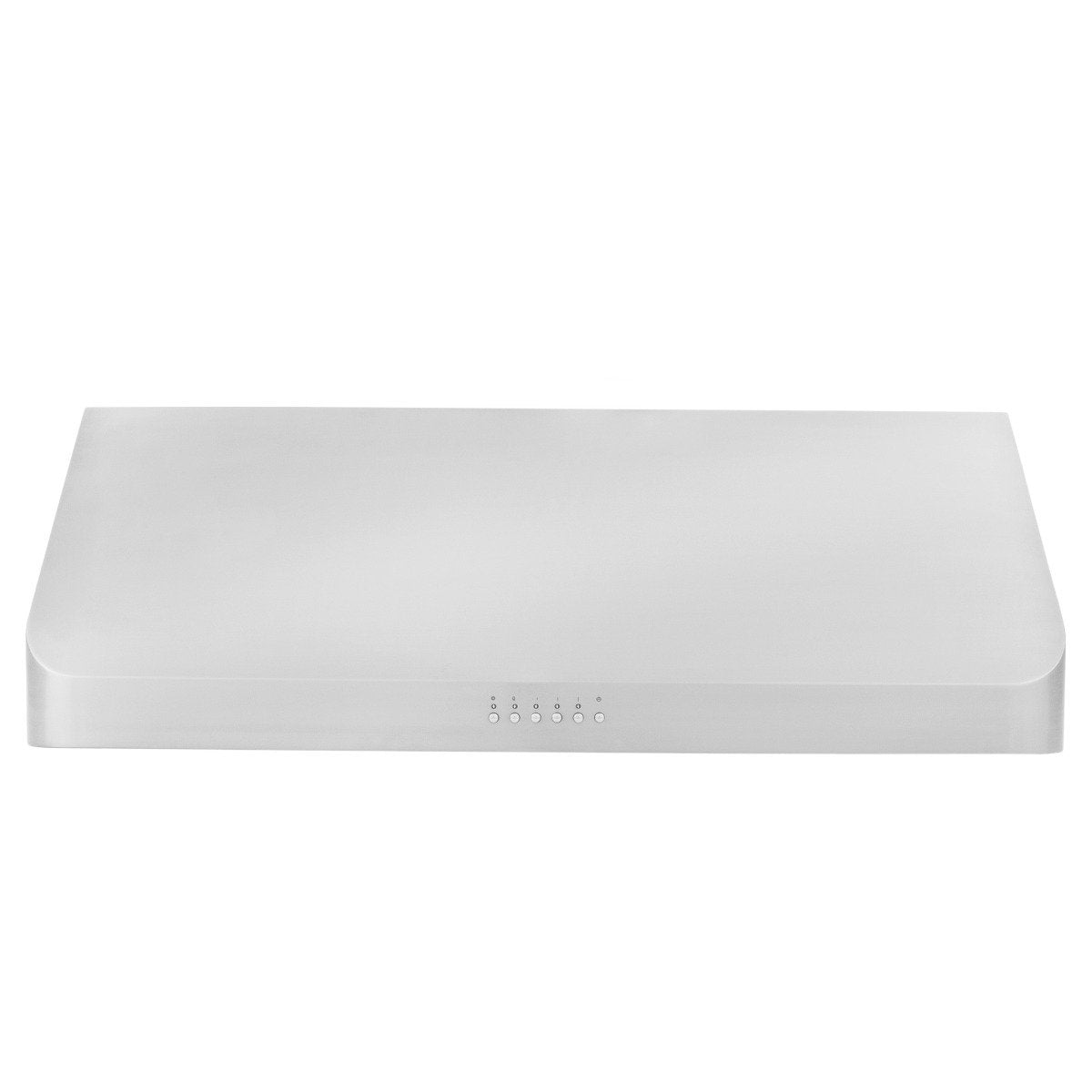 Stainless steel under-cabinet range hood top cover with vent control row