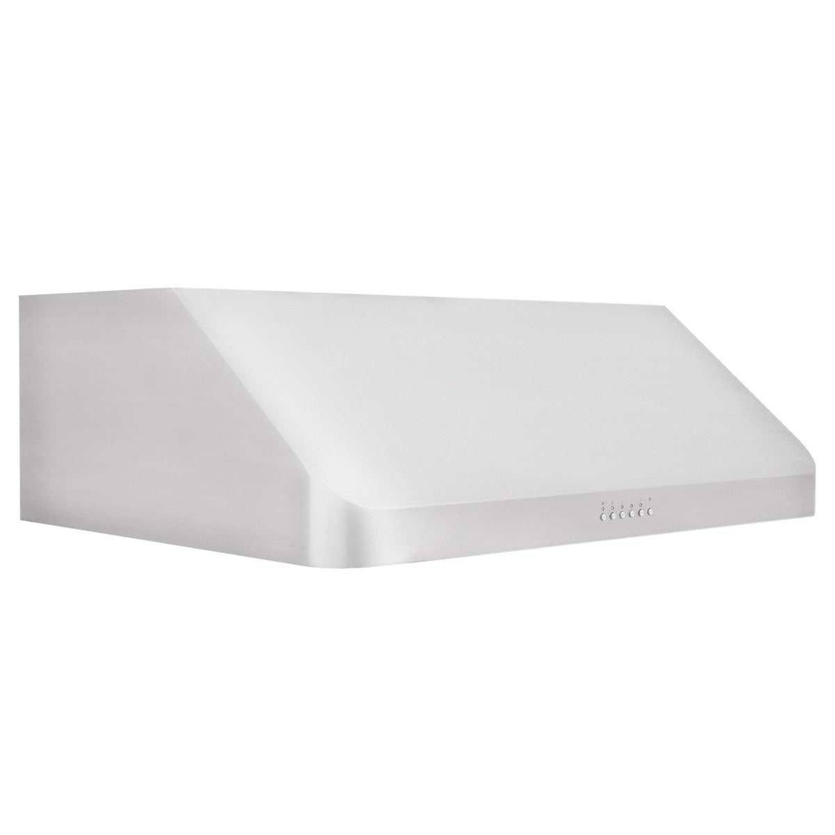 Stainless steel under-cabinet range hood canopy with vented strip on front