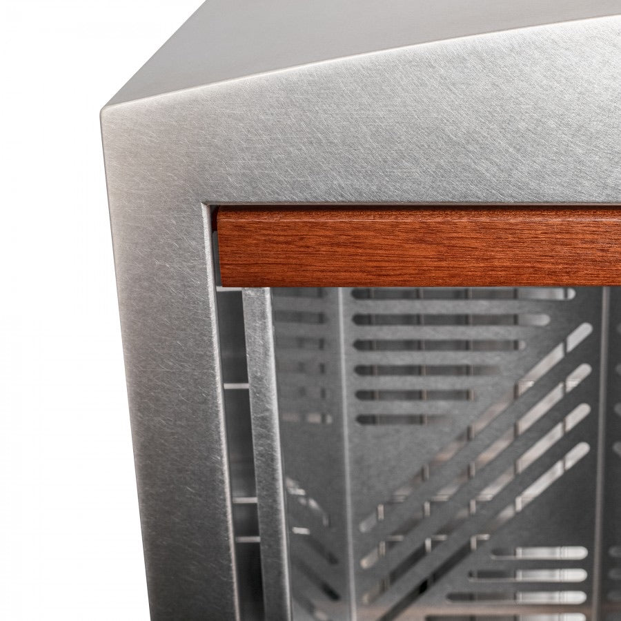 Single-bowl stainless steel sink bottom grid insert with slotted drainage and wood side trim
