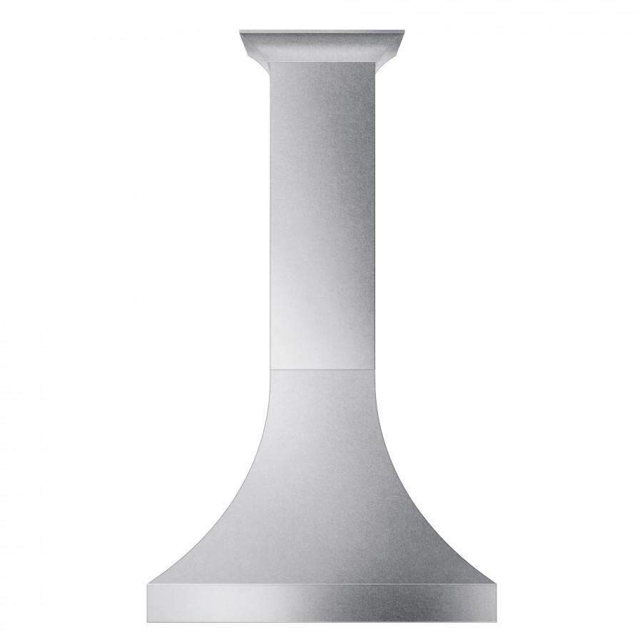 Satin stainless steel chimney wall range hood with flared base