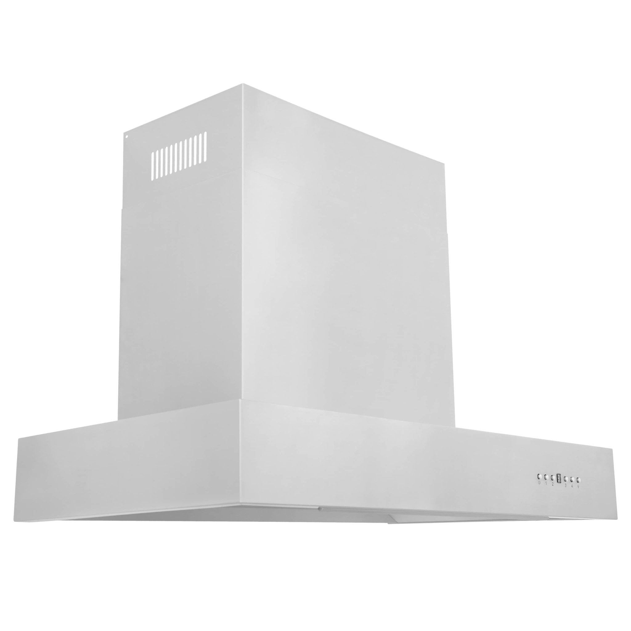 Stainless steel ducted wall mount range hood in chimney style with front vent