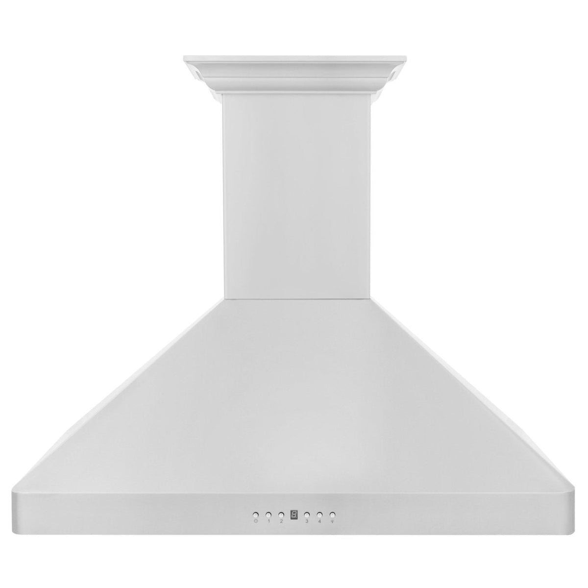 Stainless steel wall-mount range hood canopy with vent slots and control strip