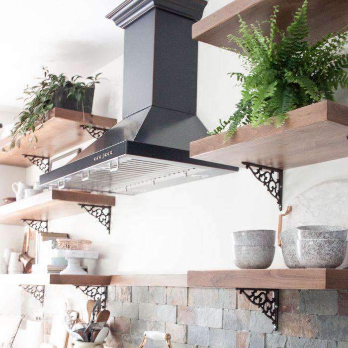 ZLINE wall range hood with stainless baffle filters and dark oil-rubbed finish