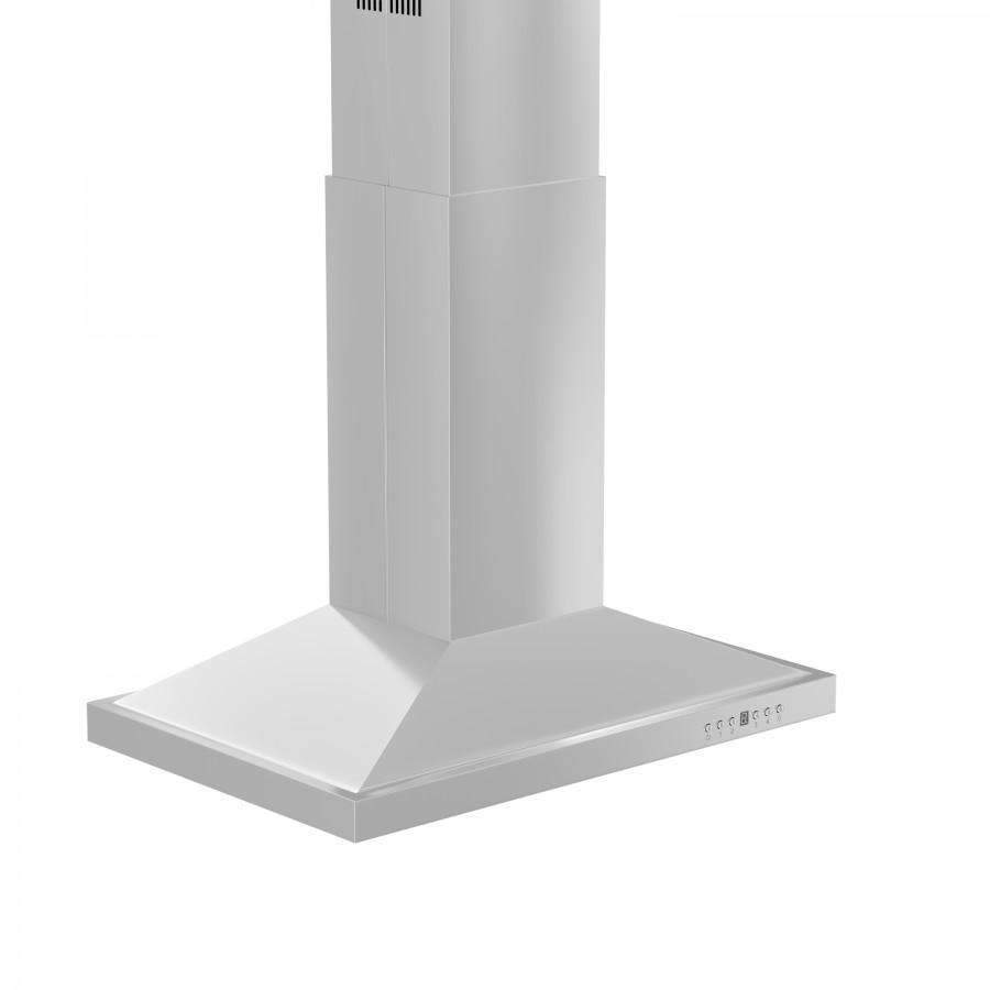 Stainless island range hood chimney base with square vent outlet
