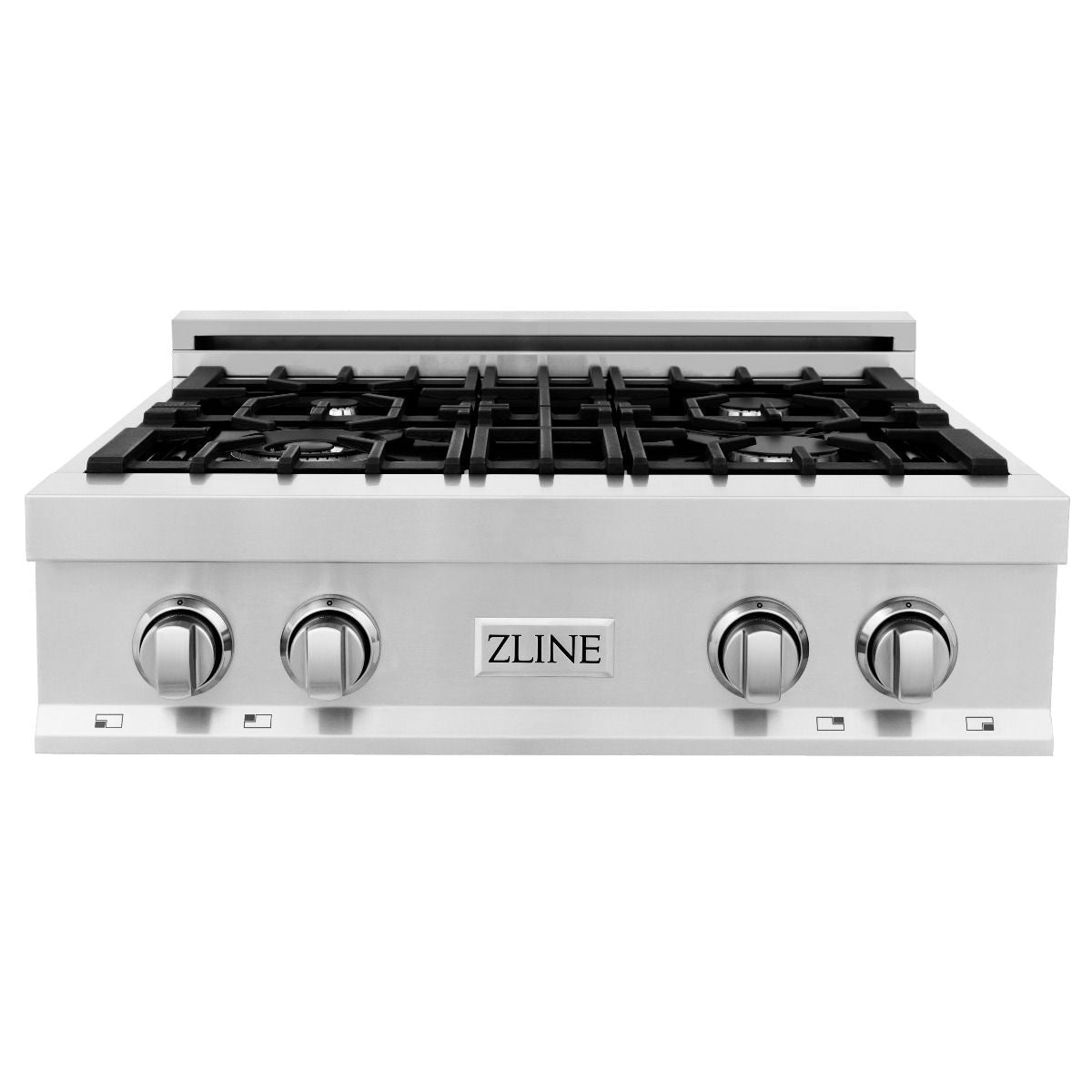 ZLINE 30-inch gas rangetop with stainless front panel and black cast-iron burner grates