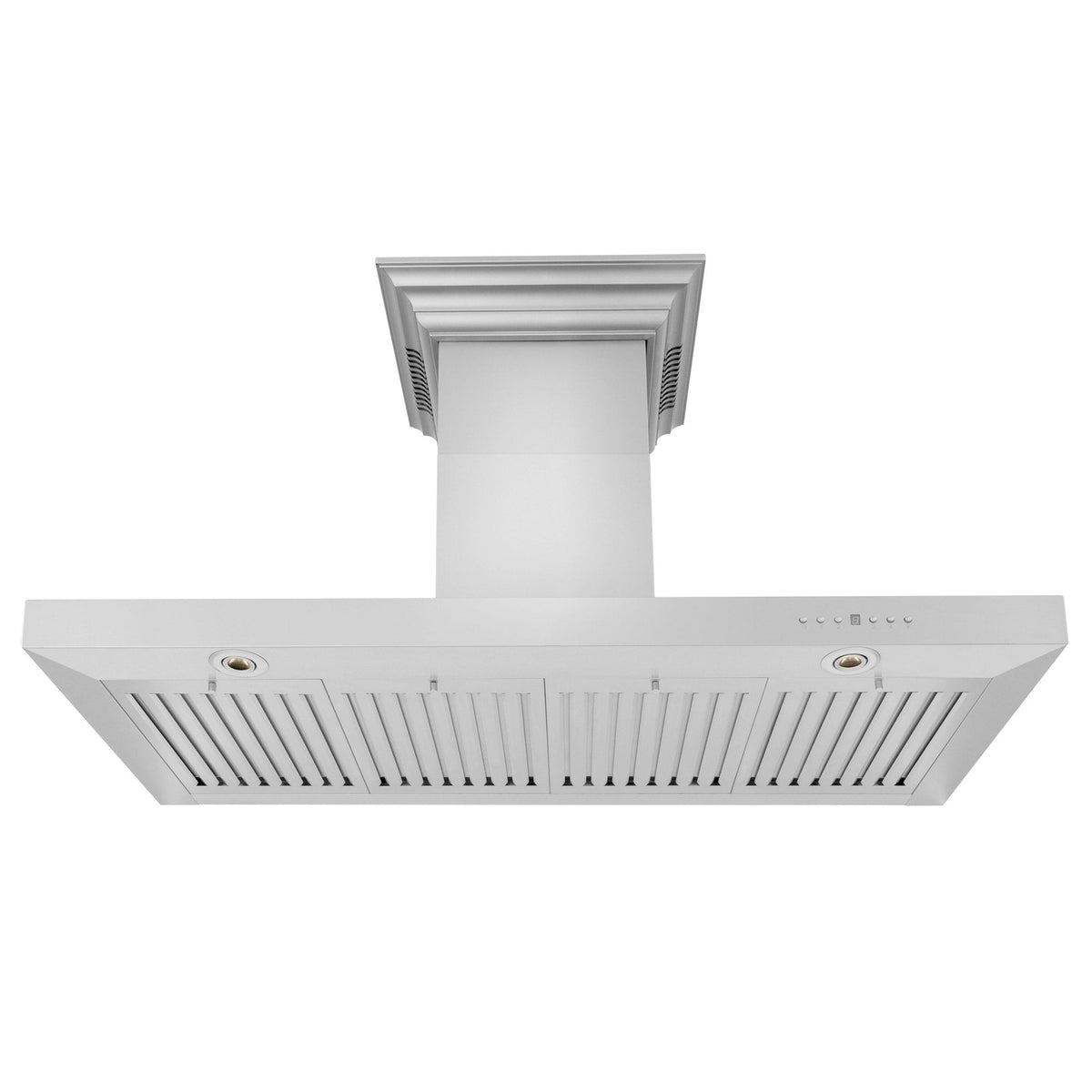 Stainless steel wall mount range hood canopy with underside vent slats