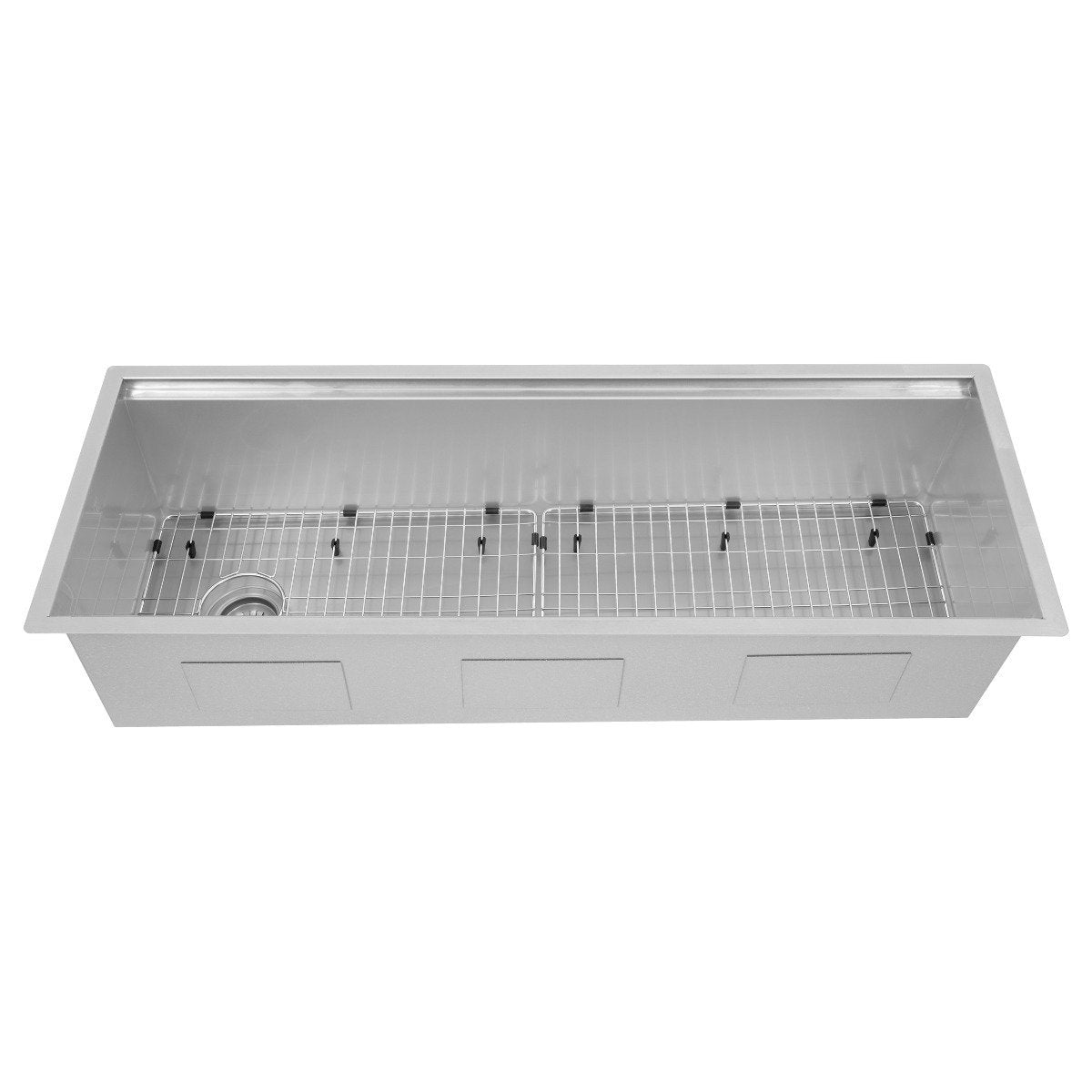 Stainless steel sink basin with stainless bottom rack and round drain