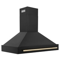 ZLINE 48" Autograph Edition Wall Mount Range Hood in Black Stainless Steel with Gold Handle (BS655Z-48-G) Range Hoods ZLINE