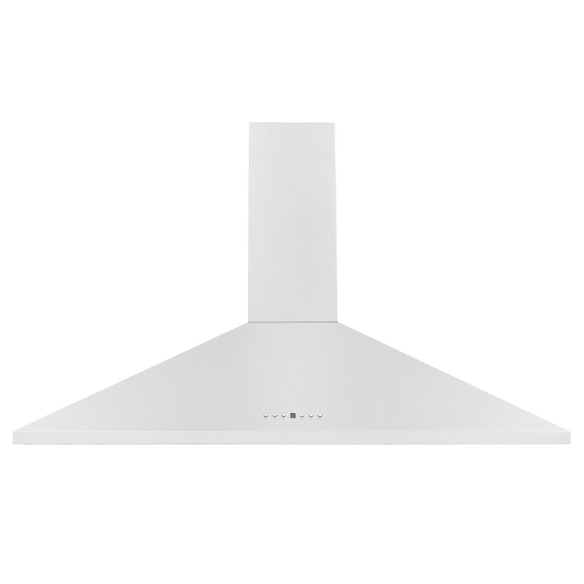 Stainless steel wall-mount range hood chimney with centered vent canopy
