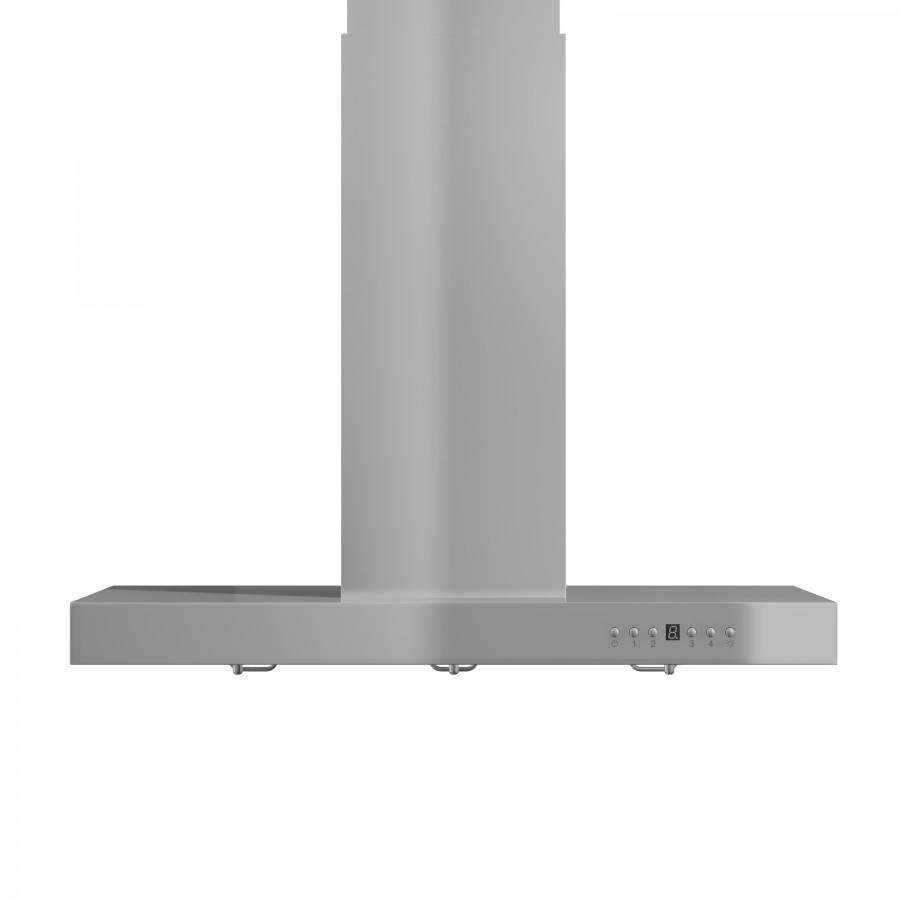 Stainless island range hood chimney mount with front control buttons