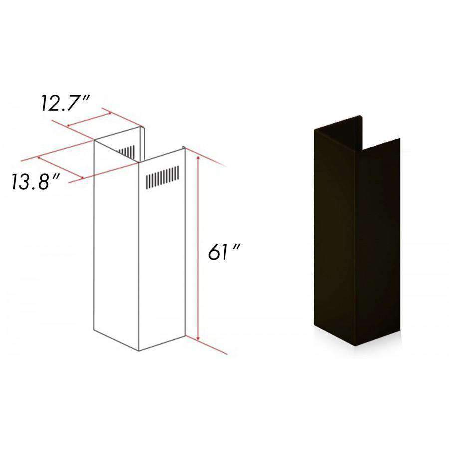 61 in chimney extension piece with vent openings and side measurement dimensions