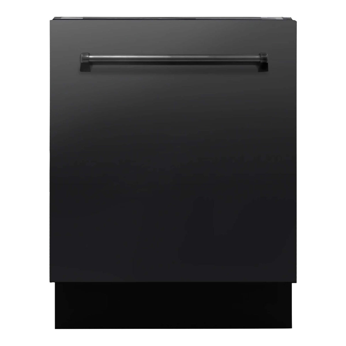 Black dishwasher front panel with horizontal handle