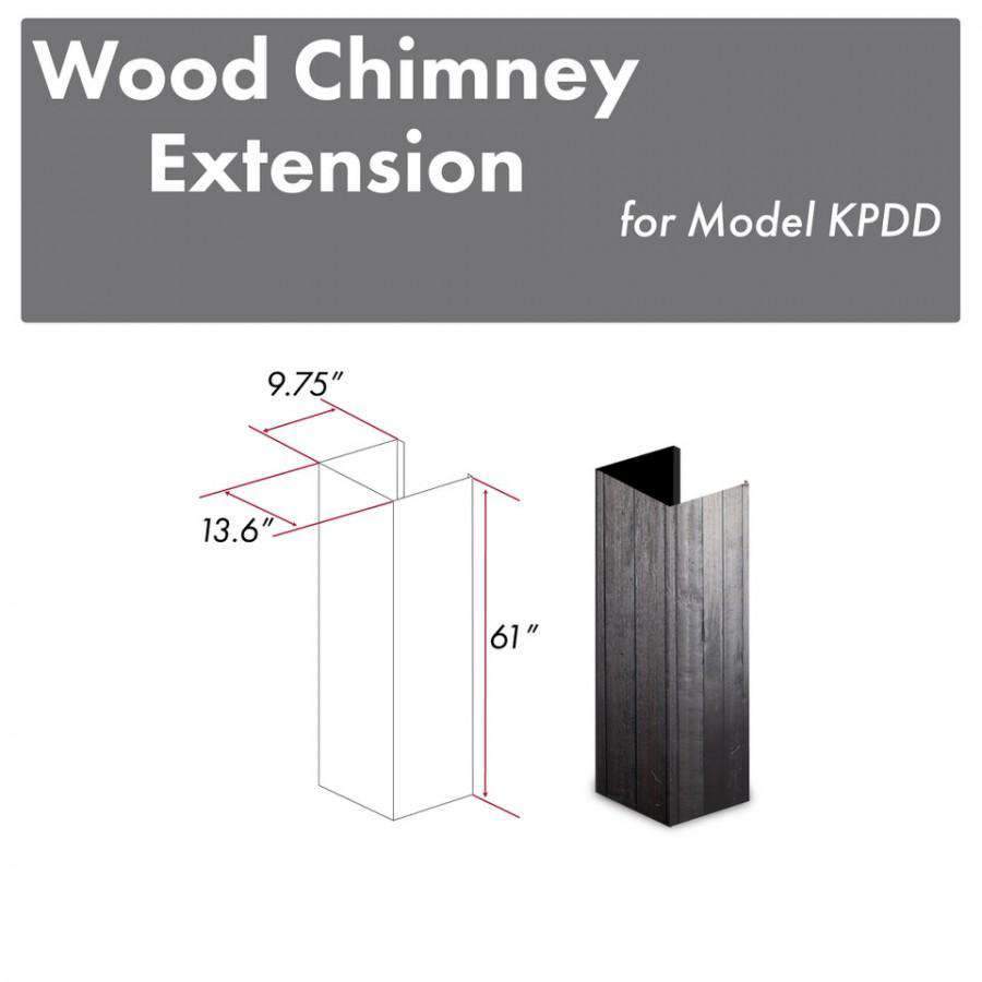 Wood chimney extension, 61-inch height, wooden rectangular duct cover
